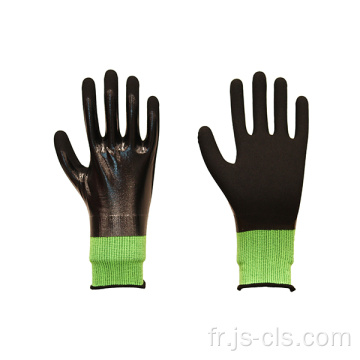 Gants en nitrile bordés de nylon noire